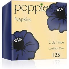 Poppies Indigo Dark Blue Lunch Napkins 2 Ply 