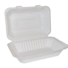 Go-Pak Large Bagasse Clamshell Food Container 9&quot; x 6&quot; 