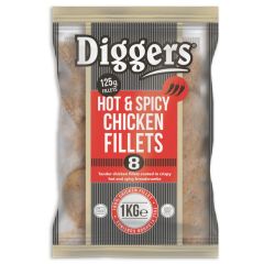 Diggers Hot &amp; Spicy Chicken Fillets 125g 