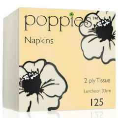 Poppies Cream/Champagne Lunch Napkins 2 Ply 