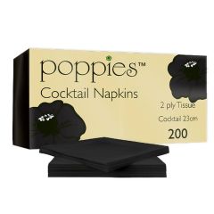 Poppies Black Cocktail Napkins 